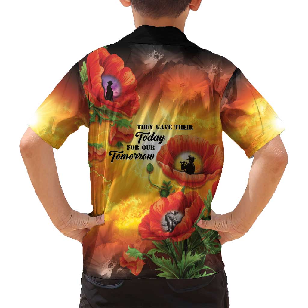 ANZAC Day Red Poppy Family Matching Off Shoulder Maxi Dress and Hawaiian Shirt Honoring The ANZAC Spirit