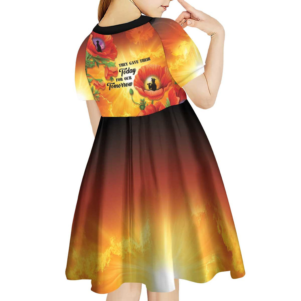 ANZAC Day Red Poppy Kid Short Sleeve Dress Honoring The ANZAC Spirit