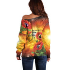 ANZAC Day Red Poppy Off Shoulder Sweater Honoring The ANZAC Spirit