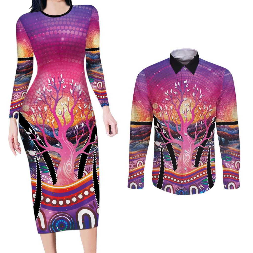 NAIDOC Week 2026 Couples Matching Long Sleeve Bodycon Dress and Long Sleeve Button Shirt Eternal Spirit Tree