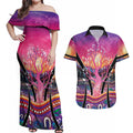 NAIDOC Week 2026 Couples Matching Off Shoulder Maxi Dress and Hawaiian Shirt Eternal Spirit Tree