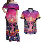 NAIDOC Week 2026 Couples Matching Off Shoulder Maxi Dress and Hawaiian Shirt Eternal Spirit Tree