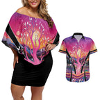 NAIDOC Week 2026 Couples Matching Off Shoulder Short Dress and Hawaiian Shirt Eternal Spirit Tree