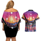 NAIDOC Week 2026 Couples Matching Off Shoulder Short Dress and Hawaiian Shirt Eternal Spirit Tree