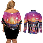 NAIDOC Week 2026 Couples Matching Off Shoulder Short Dress and Long Sleeve Button Shirt Eternal Spirit Tree