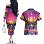NAIDOC Week 2026 Couples Matching Off The Shoulder Long Sleeve Dress and Hawaiian Shirt Eternal Spirit Tree