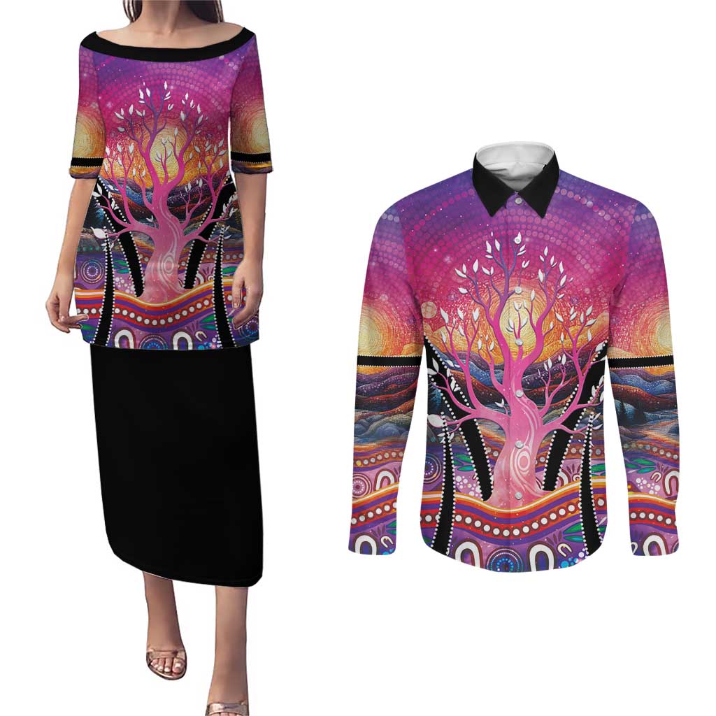 NAIDOC Week 2026 Couples Matching Puletasi and Long Sleeve Button Shirt Eternal Spirit Tree