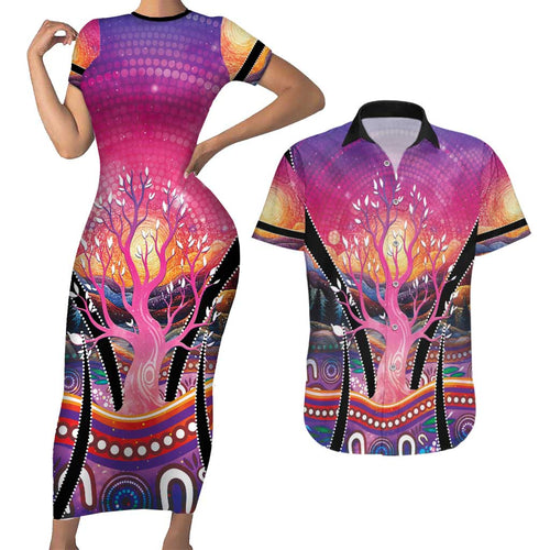 NAIDOC Week 2026 Couples Matching Short Sleeve Bodycon Dress and Hawaiian Shirt Eternal Spirit Tree