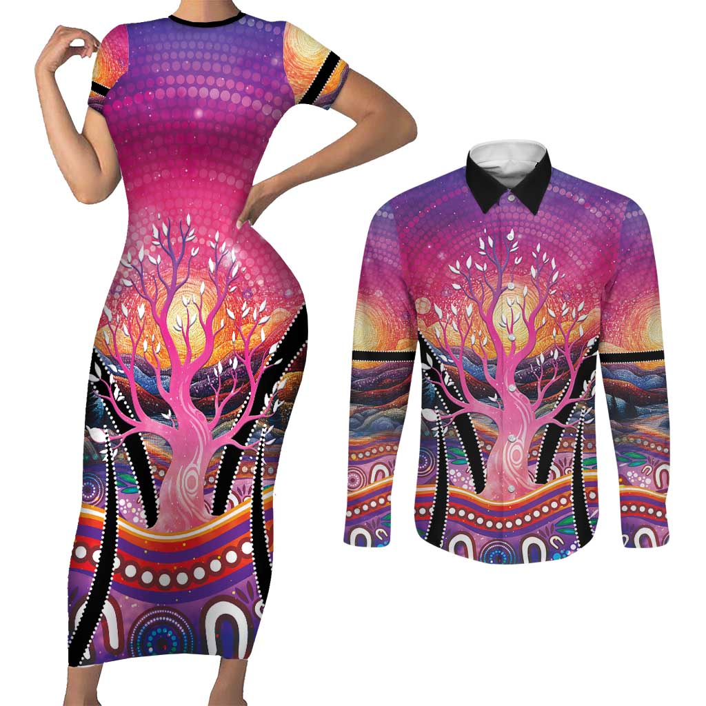 NAIDOC Week 2026 Couples Matching Short Sleeve Bodycon Dress and Long Sleeve Button Shirt Eternal Spirit Tree