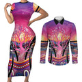 NAIDOC Week 2026 Couples Matching Short Sleeve Bodycon Dress and Long Sleeve Button Shirt Eternal Spirit Tree
