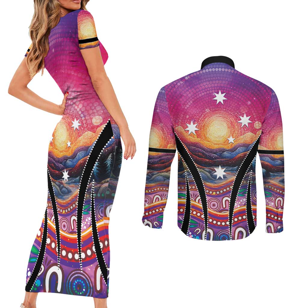 NAIDOC Week 2026 Couples Matching Short Sleeve Bodycon Dress and Long Sleeve Button Shirt Eternal Spirit Tree