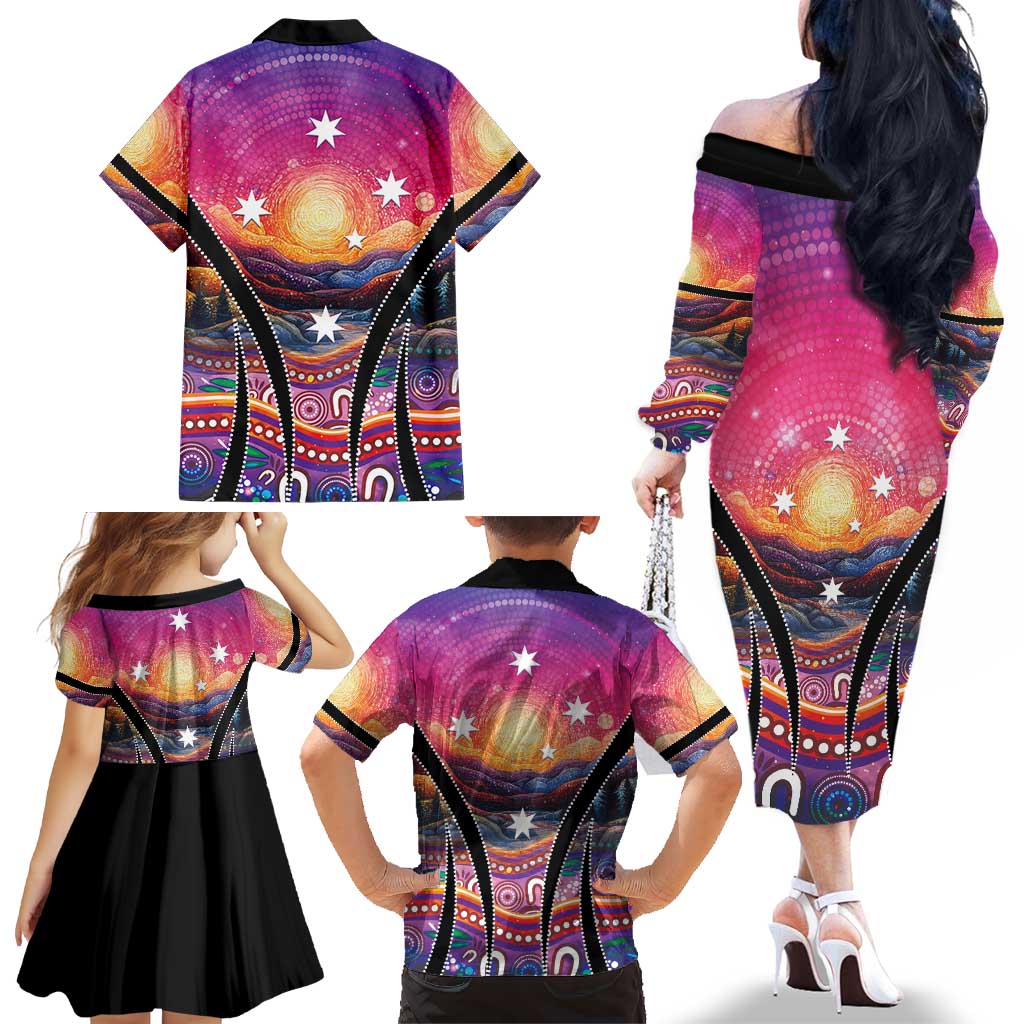 NAIDOC Week 2026 Family Matching Off The Shoulder Long Sleeve Dress and Hawaiian Shirt Eternal Spirit Tree
