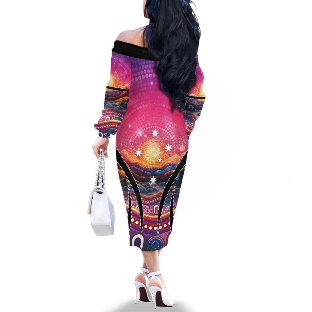 NAIDOC Week 2026 Family Matching Off The Shoulder Long Sleeve Dress and Hawaiian Shirt Eternal Spirit Tree