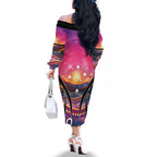 NAIDOC Week 2026 Family Matching Off The Shoulder Long Sleeve Dress and Hawaiian Shirt Eternal Spirit Tree