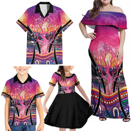 NAIDOC Week 2026 Family Matching Off Shoulder Maxi Dress and Hawaiian Shirt Eternal Spirit Tree