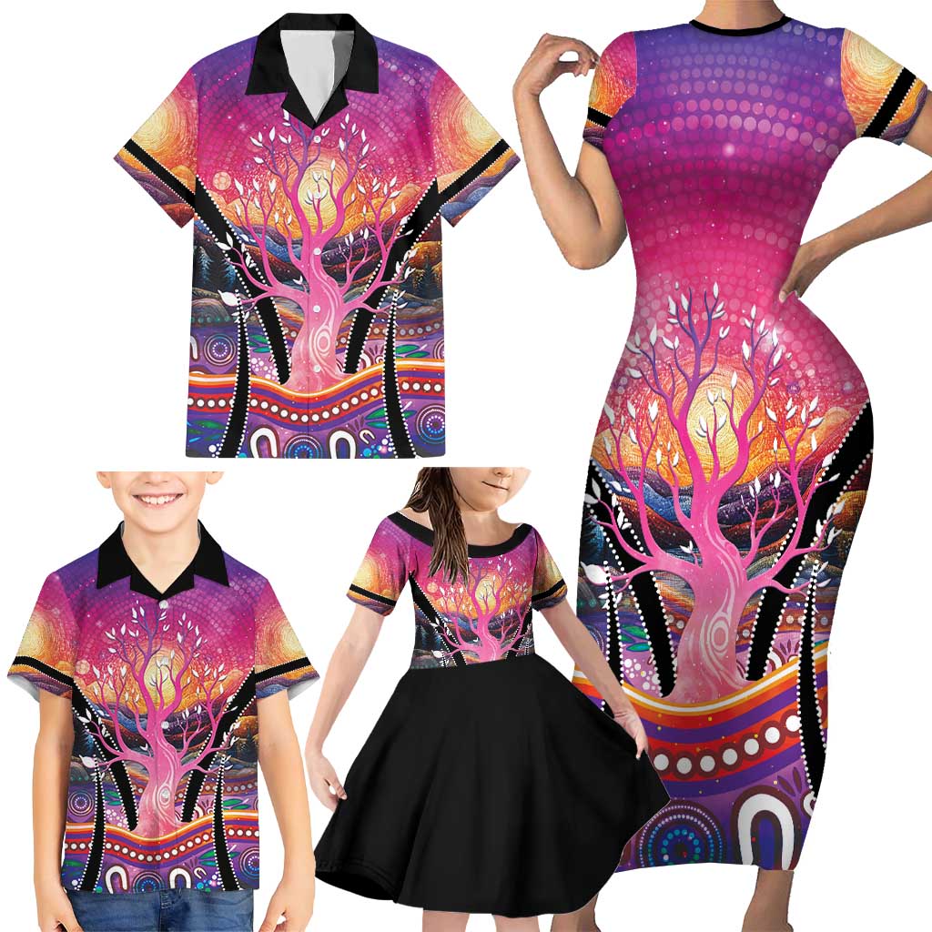 NAIDOC Week 2026 Family Matching Short Sleeve Bodycon Dress and Hawaiian Shirt Eternal Spirit Tree