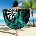 New Zealand Darts Beach Blanket Maori Koru Dartboard Turquoise Flame