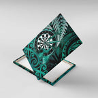New Zealand Darts Canvas Wall Art Maori Koru Dartboard Turquoise Flame