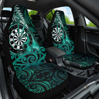 New Zealand Darts Car Seat Cover Maori Koru Dartboard Turquoise Flame
