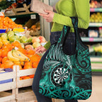 New Zealand Darts Grocery Bag Maori Koru Dartboard Turquoise Flame