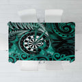 New Zealand Darts Tablecloth Maori Koru Dartboard Turquoise Flame