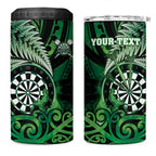 Personalised New Zealand Darts 4 in 1 Can Cooler Tumbler Maori Koru Dartboard Green Flame