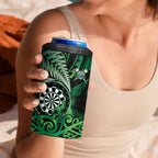 Personalised New Zealand Darts 4 in 1 Can Cooler Tumbler Maori Koru Dartboard Green Flame