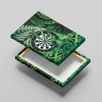 New Zealand Darts Canvas Wall Art Maori Koru Dartboard Green Flame