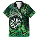 Personalised New Zealand Darts Family Matching Summer Maxi Dress and Hawaiian Shirt Maori Koru Dartboard Green Flame