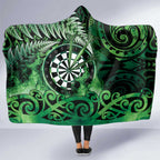 New Zealand Darts Hooded Blanket Maori Koru Dartboard Green Flame