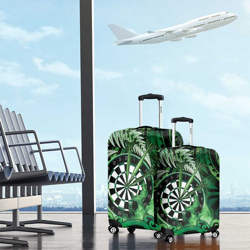New Zealand Darts Luggage Cover Maori Koru Dartboard Green Flame
