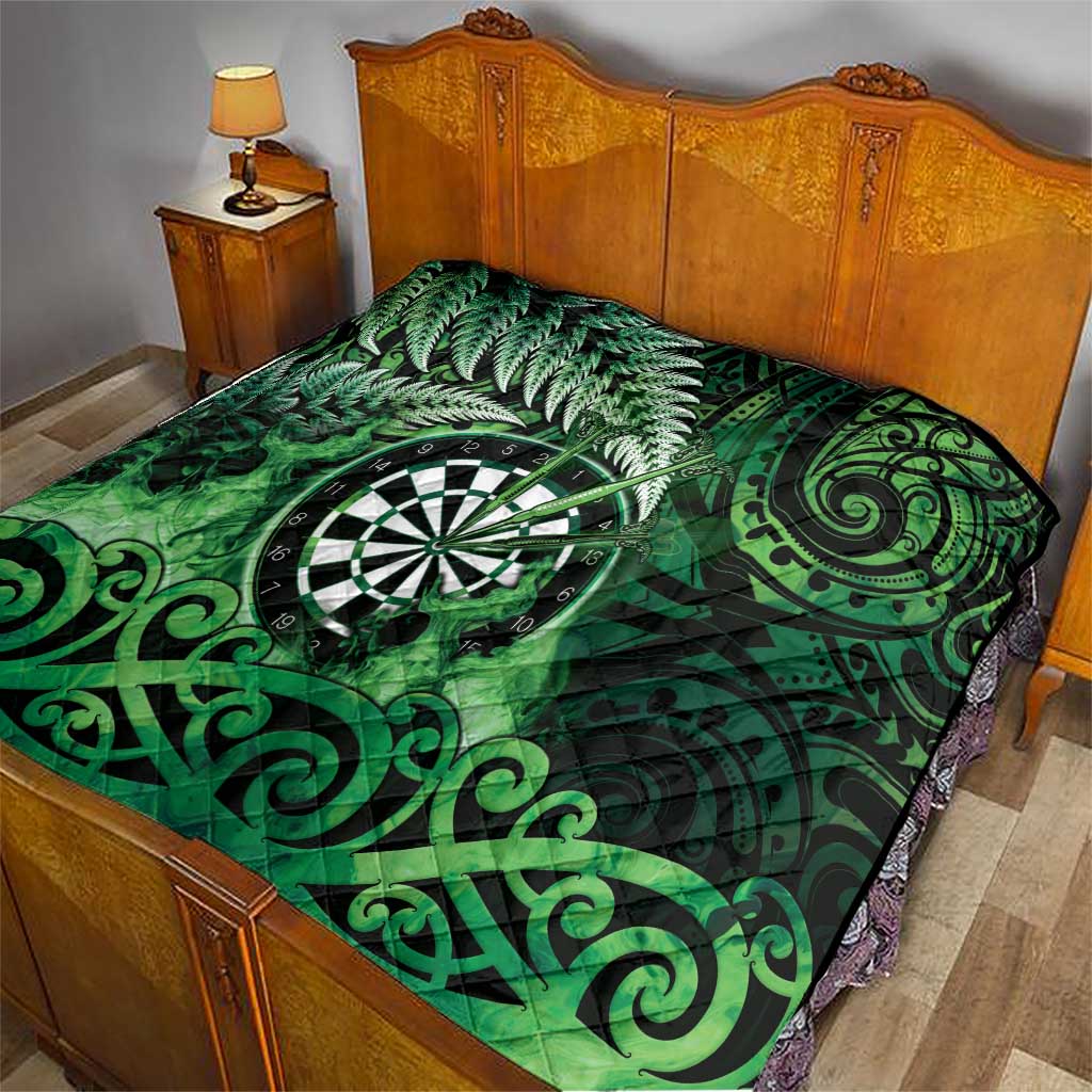 New Zealand Darts Quilt Maori Koru Dartboard Green Flame