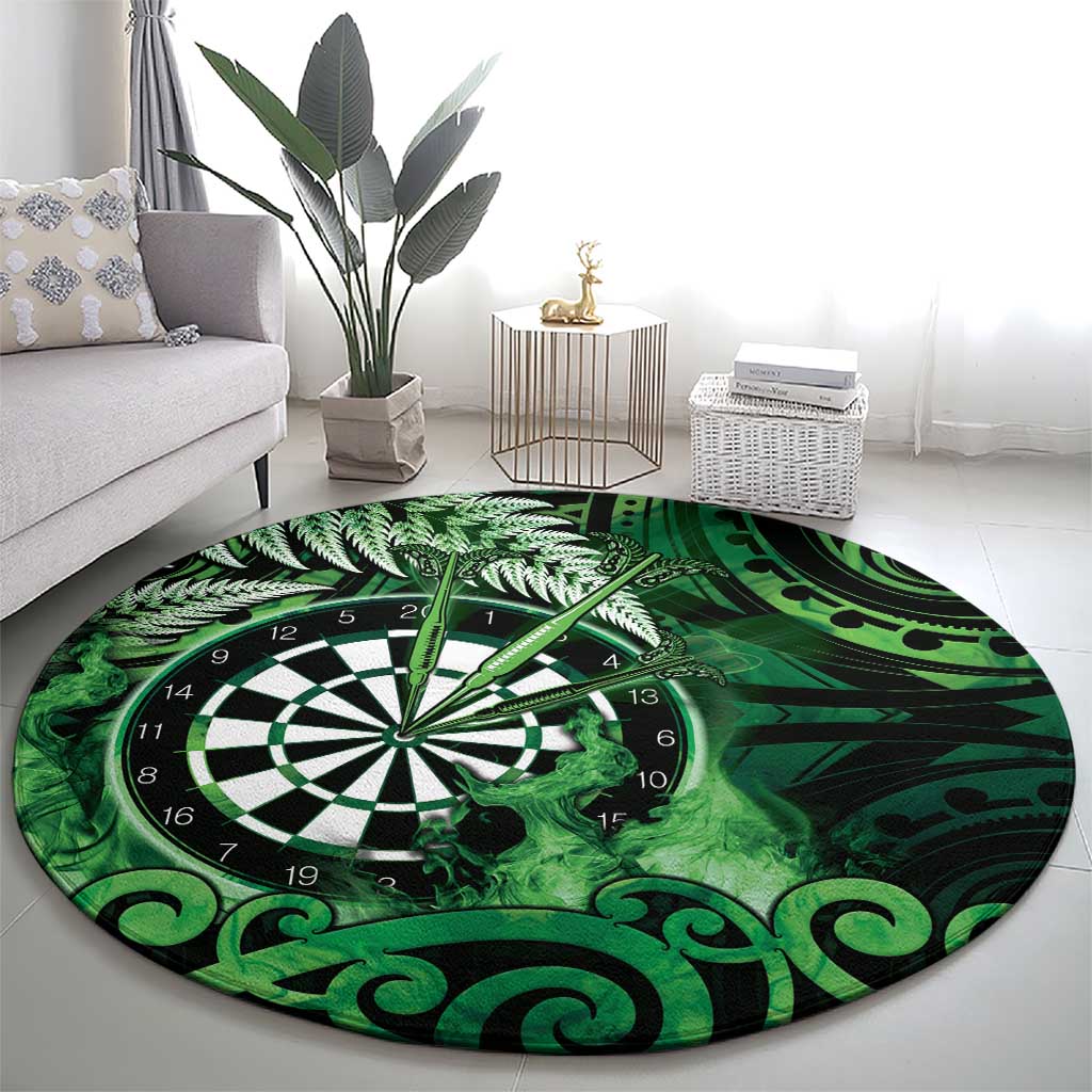New Zealand Darts Round Carpet Maori Koru Dartboard Green Flame