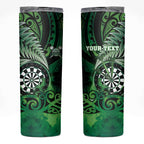 Personalised New Zealand Darts Skinny Tumbler Maori Koru Dartboard Green Flame