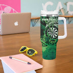 Personalised New Zealand Darts Tumbler With Handle Maori Koru Dartboard Green Flame