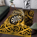 New Zealand Darts Area Rug Maori Koru Dartboard Gold Flame