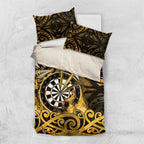 New Zealand Darts Bedding Set Maori Koru Dartboard Gold Flame