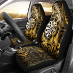 New Zealand Darts Car Seat Cover Maori Koru Dartboard Gold Flame