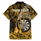 Personalised New Zealand Darts Family Matching Summer Maxi Dress and Hawaiian Shirt Maori Koru Dartboard Gold Flame