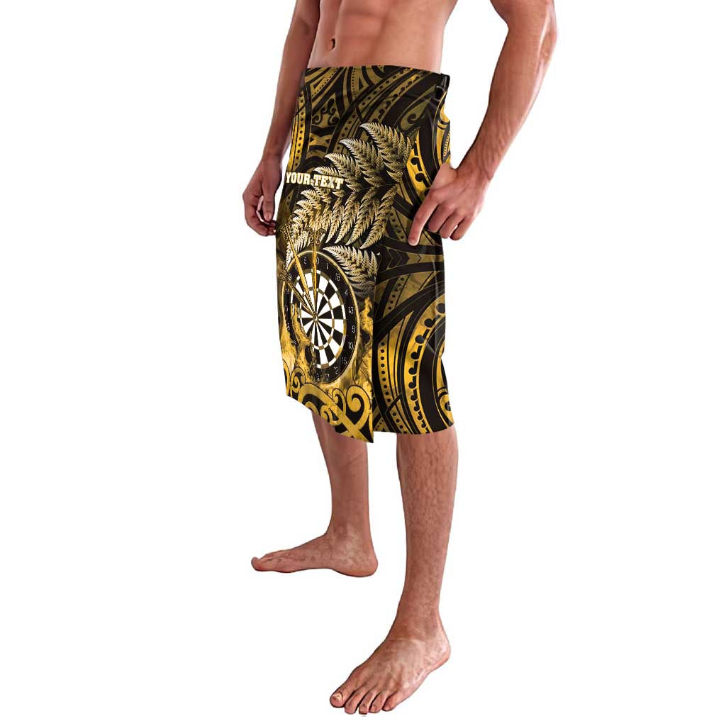 Personalised New Zealand Darts Lavalava Maori Koru Dartboard Gold Flame