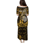 Personalised New Zealand Darts Puletasi Maori Koru Dartboard Gold Flame