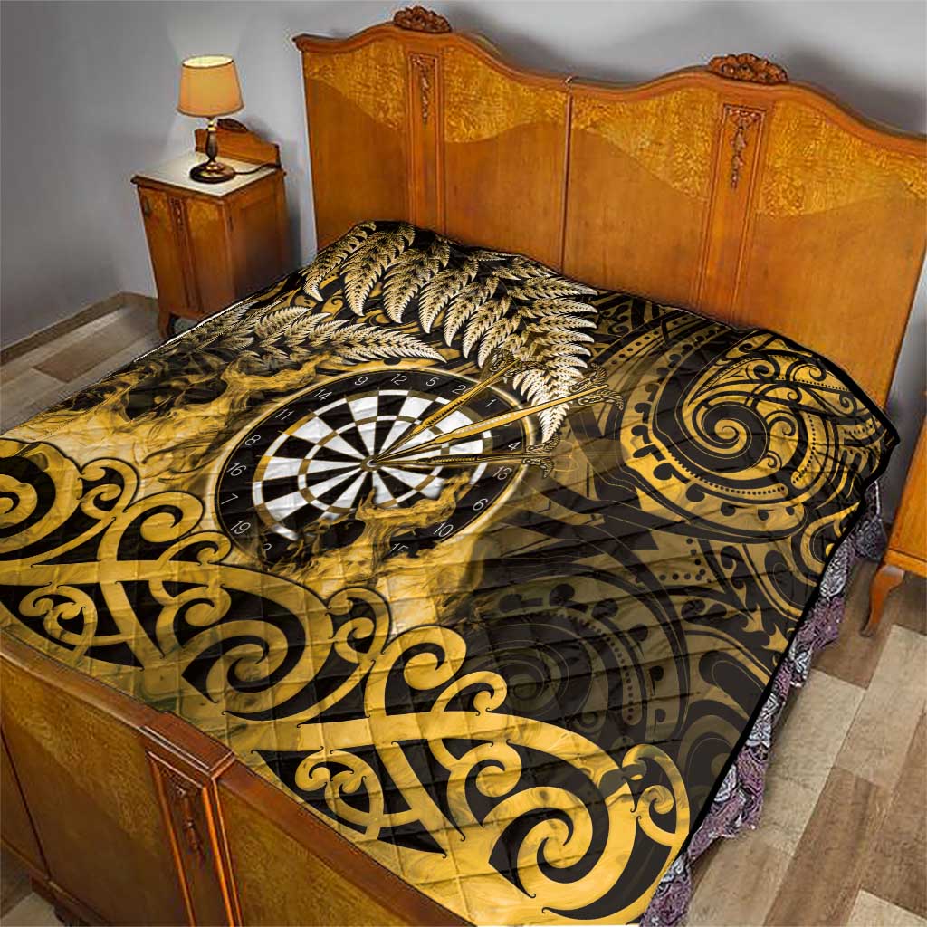 New Zealand Darts Quilt Maori Koru Dartboard Gold Flame