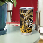 Personalised New Zealand Darts Tumbler Cup Maori Koru Dartboard Gold Flame