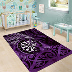 New Zealand Darts Area Rug Maori Koru Dartboard Purple Flame