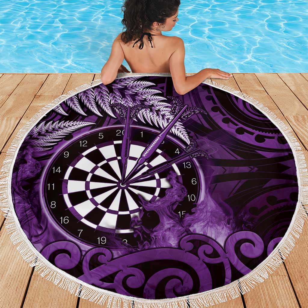 New Zealand Darts Beach Blanket Maori Koru Dartboard Purple Flame