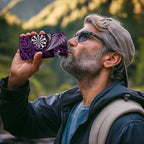 Personalised New Zealand Darts 4 in 1 Can Cooler Tumbler Maori Koru Dartboard Purple Flame