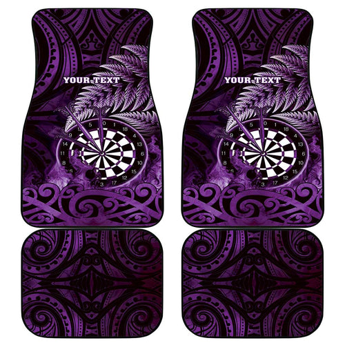 New Zealand Darts Car Mats Maori Koru Dartboard Purple Flame