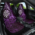 New Zealand Darts Car Seat Cover Maori Koru Dartboard Purple Flame