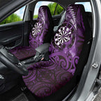 New Zealand Darts Car Seat Cover Maori Koru Dartboard Purple Flame