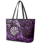 New Zealand Darts Leather Tote Bag Maori Koru Dartboard Purple Flame